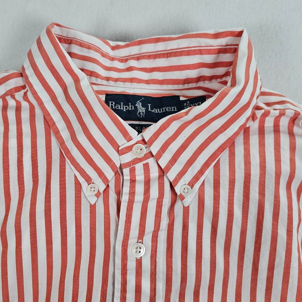 Polo Ralph Lauren Blake Mens XXL Coral White Striped Cotton Button Down Shirt - Picture 12 of 12
